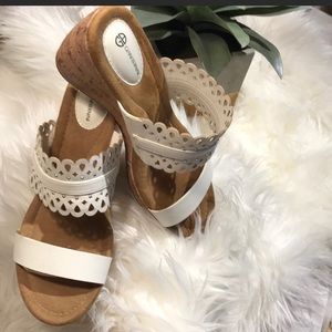 White wedge sandals